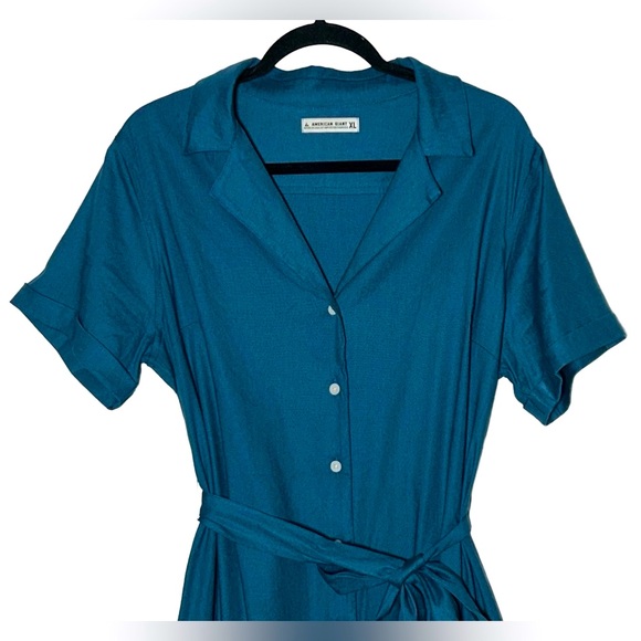 Elegant Blue Midi Shirt Dress - Picture 8 of 14